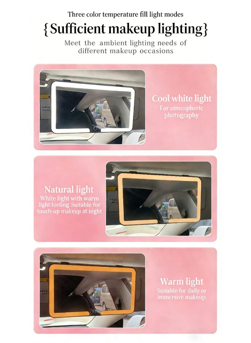 مرآة التجميل المتوافقة مع جميع السيارات لعدة عاكس الشمس مع أضواء LED، قطعة داخلية للسيارة ذات مرآة عالية الدقة، مرآة التجميل المُرتبطة بالسيارة مع إضاءة - Image 5